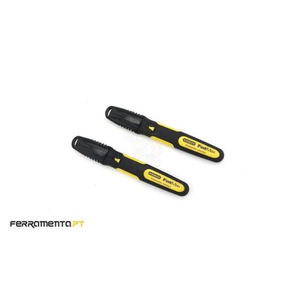 Kit 2 Marcadores Stanley Preto Ponta Bisel 0-47-314