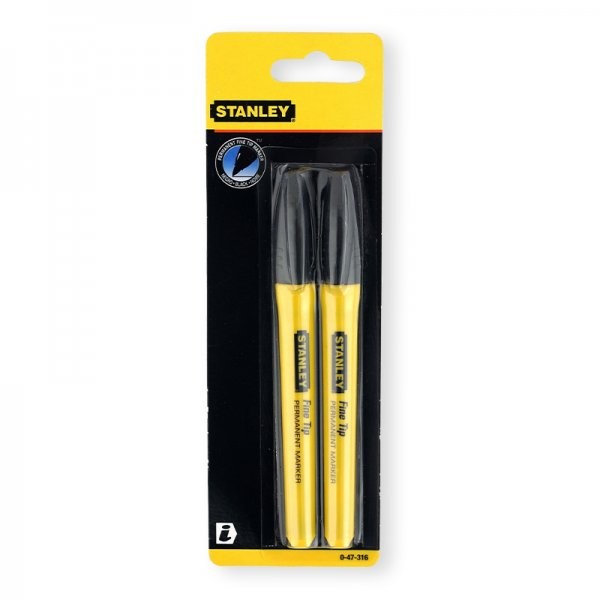 Kit 2 Marcadores Stanley Preto Ponta Fina 0-47-316