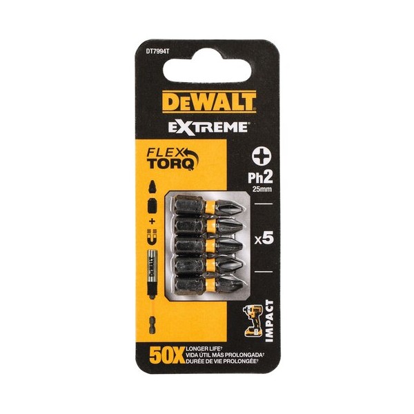 Conj. 5 Bits DeWalt PH2x25mm DT7994T-QZ