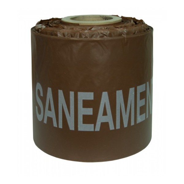 Filme Sinalização Subterrânea Castanha - Saneamento Altura 0,30mt (Rolos 500mt)