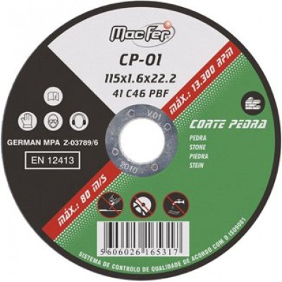 Disco C/Pedra Macfer 115x1.6x22.2