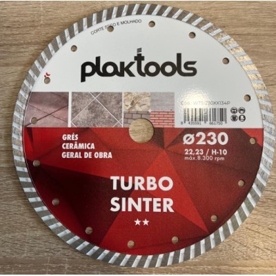 Disco Diam. Turbo Sinter Geral Obra 230mm Pastilha H10mm Plaktools
