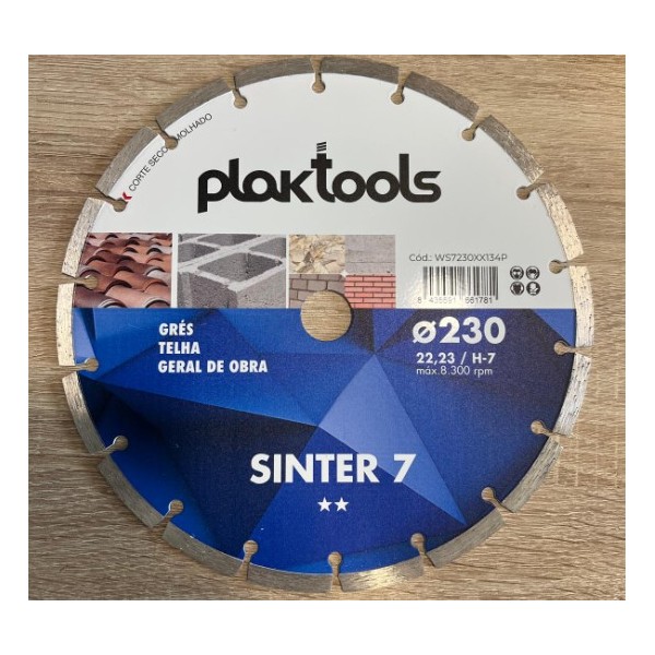 Disco Diam. Sinter 7 Geral Obra 230mm Pastilha H7mm Plaktools