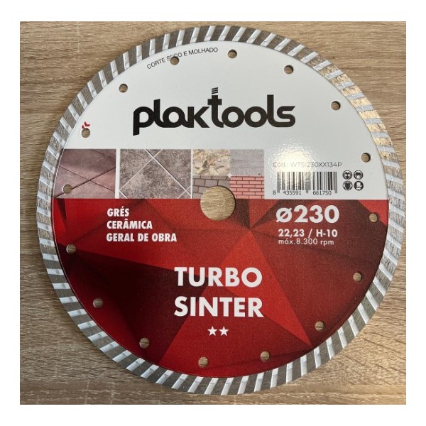 Disco Diam. Turbo Sinter Geral Obra 115mm Pastilha H10mm Plaktools