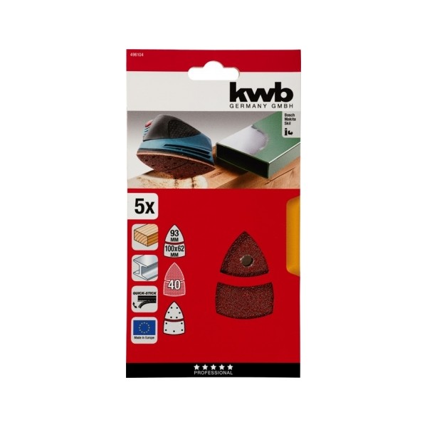 Kit 5 Lixas Triang. K80 93-100x62 KWB