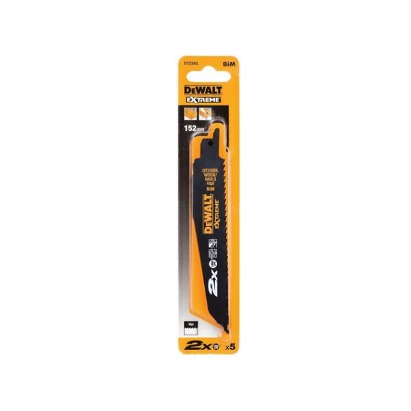 Conj. 5 Folhas P/Serra Sabre DeWalt 152mm P/Mad. Metal BIM DT2301L