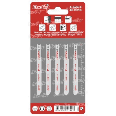 Conj. 5 Folhas P/Serra Tico Tico Macfer 76mm P/Bi-metal E-622F