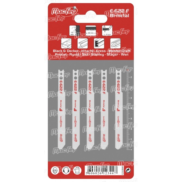 Conj. 5 Folhas P/Serra Tico Tico Macfer 76mm P/Bi-metal E-622F