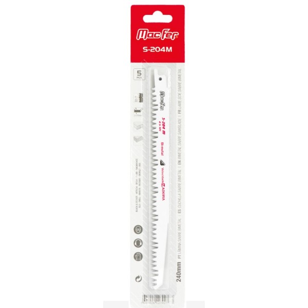 Conj. 5 Folhas P/Serra Sabre Macfer P/Madeira S-204M 240mm
