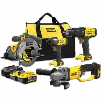 Kit Stanley Power V20 Aparf. + Serra Circular + Rebarbadora + Aparf. Impacto + 2 Bat. 4Ah SFMCK469M2 