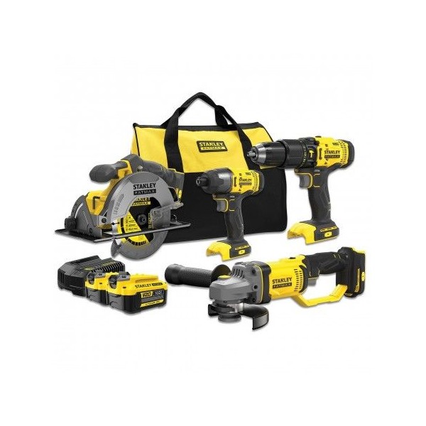 Kit Stanley Power V20 Aparf. + Serra Circular + Rebarbadora + Aparf. Impacto + 2 Bat. 4Ah SFMCK469M2 