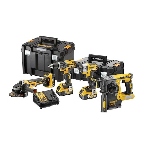 Kit DeWalt XR 18V DCK422P3T-QW - Berb. Aparaf. DCD796 + Aparf. Imp. DCF887 + Reb. DCG405 + Mart. DCH273 +Carreg. + 3 Bat. 5Ah