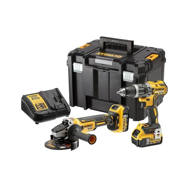 Kit DeWalt XR 18V DCK2080P2T-QW - Berb. Aparaf. DCD796 +Reb. DCG405 +Carreg. + 2 Bat. 5Ah