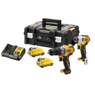 Kit DeWalt XR 12V DCK2111L2T-QW - Berbequim Aparaf. DCD706 + Aparf. Imp. DCF801 + Carregador + 2 baterias 3.0Ah Kit DeWalt XR 12V DCK2111L2T-QW - Berbequim Aparaf. DCD706 + Aparf. Imp. DCF801 + Carregador + 2 baterias 3.0Ah