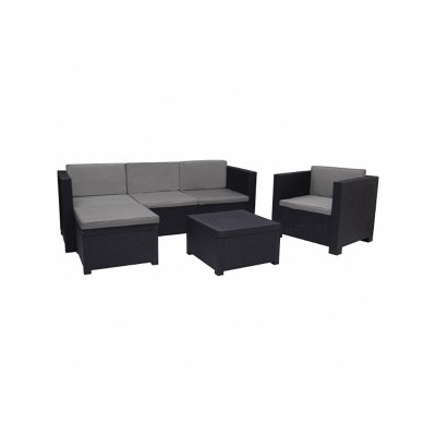 Conjunto Exterior Sofás Chaise Long Mesa Cor: Grafite
