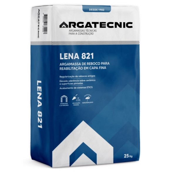 Argamassa de Reboco P/Arear Acab. Fino Lena 821 Cinza 25kg
