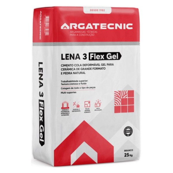 Cimento Cola Lena 3 Flex Gel Branco 25kg C2TE S1