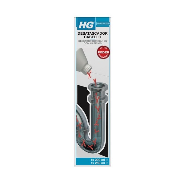 Desatascador Desentupidor Cabelo HG 1x0,200lt + 1x0,250lt