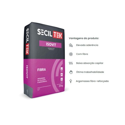 Argamassa Colagem e Barramento Sistema Etics/Capoto SecilTek Isovit FibraFlex Branco 25kg 