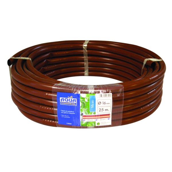 Tubo Rega Marron C/Gotejador Em 0,35cm 16mm Rolo 25mt