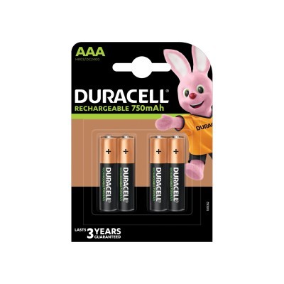 Pilha Duracell Recarregaveis HR03 750mAh (blister 4 Uni.)