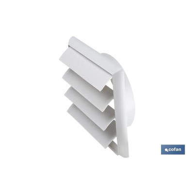 Grelha Vent. PVC C/ 4 Lamelas Moveis 140x140 Diam. 100mm Branca