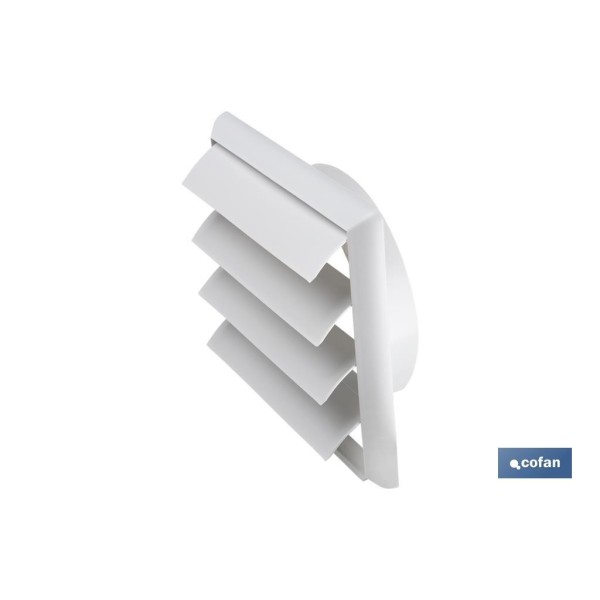 Grelha Vent. PVC C/ 4 Lamelas Moveis 140x140 Diam. 100mm Branca