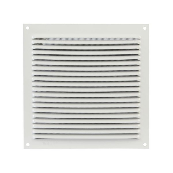 Grelha Vent. Quadrado Alum. C/Rede 200x200 Alum. Prata