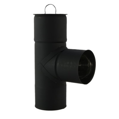 Tê 90º Aço Inox Pint. Preto 110mm C/tampo
