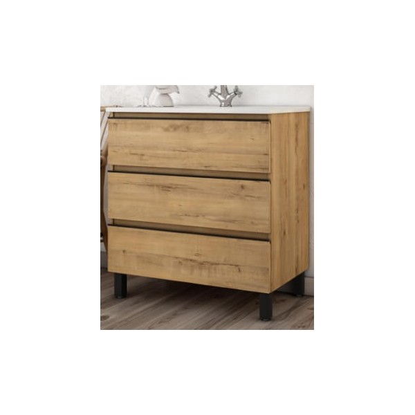 Móvel WC Dundee C/Pés 3 Gavetas Carvalho Ostippo 795x450x840