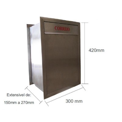 Caixa Correio Extensivel Embutir Muros Inox