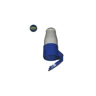 Ficha Femea Cetac 2Polos+Terra 16A Retratilado Azul