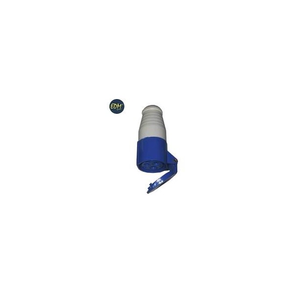 Ficha Femea Cetac 2Polos+Terra 16A Retratilado Azul