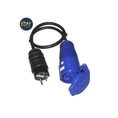 Ficha Femea Cetac 2Polos+Terra+Cabo+Ficha Macho 10/16A Retratilado Azul