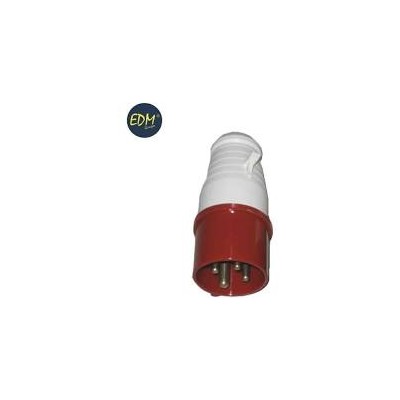 Ficha Macho Cetac 3Polos+Terra 32A Retratilado Vermelho