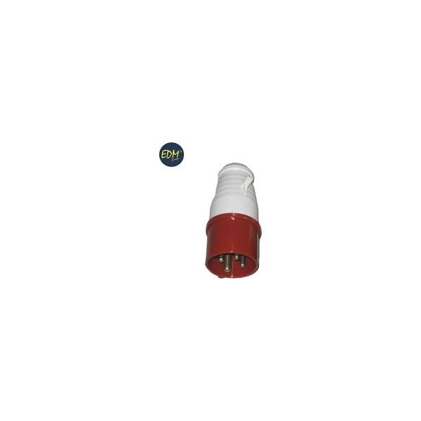 Ficha Macho Cetac 3Polos+Neutro+Terra 16A Retratilado Vermelho