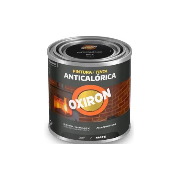 Esmalte Alta Temp. Anticalórico 400º Mate Preto 0,25lt Oxiron