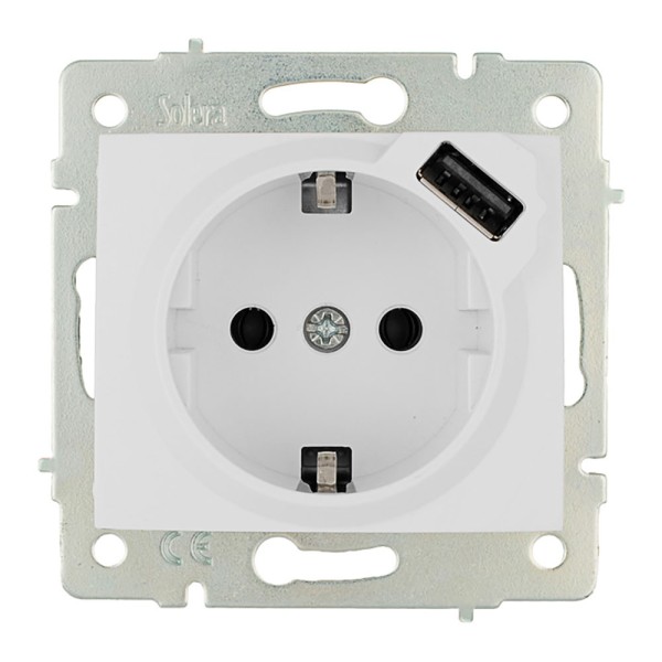 Tomada Bipolar C/Terra 16A 250V + USB Power 5V-2,1A