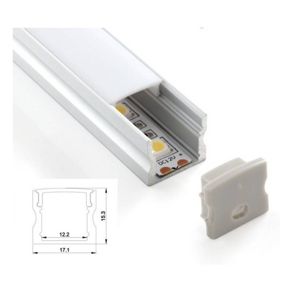 Perfil Listelo Alum. Mate "U" P/Fita Led 16mmx12mmx2,6mt