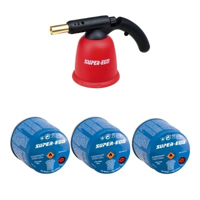 Maçarico C/Isqueiro + 3 Recargas Gás 190gr