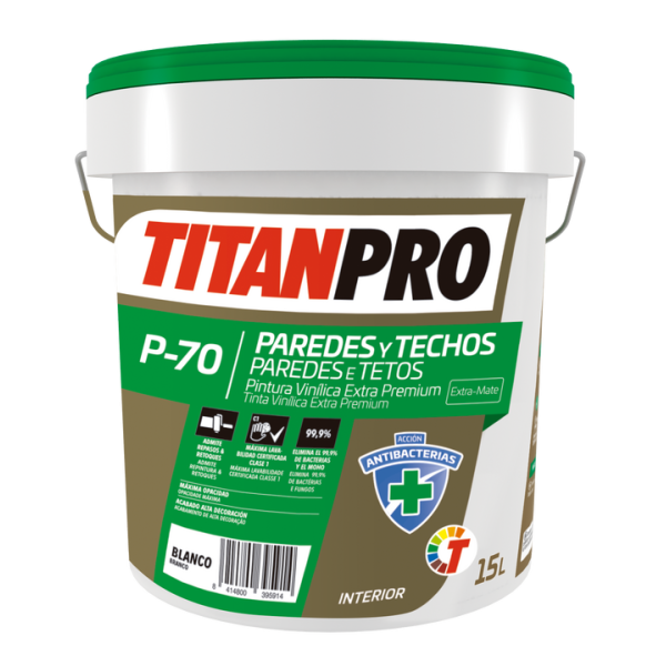 Tinta Vinilica Extra Prem. P50 Interior Neutra Extra Mate Titan 15lt