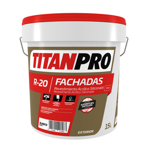 Tinta Acrilico Liso R10 Exterior Branco Mate Titan 15lt