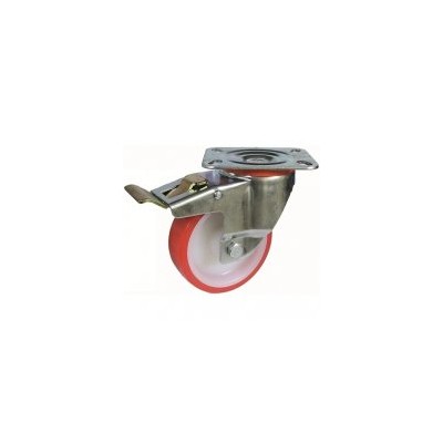 Roda C/Sup. Gir. C/Tavão Poliuretano 100 125kg 201/100 FDA POL ROJO