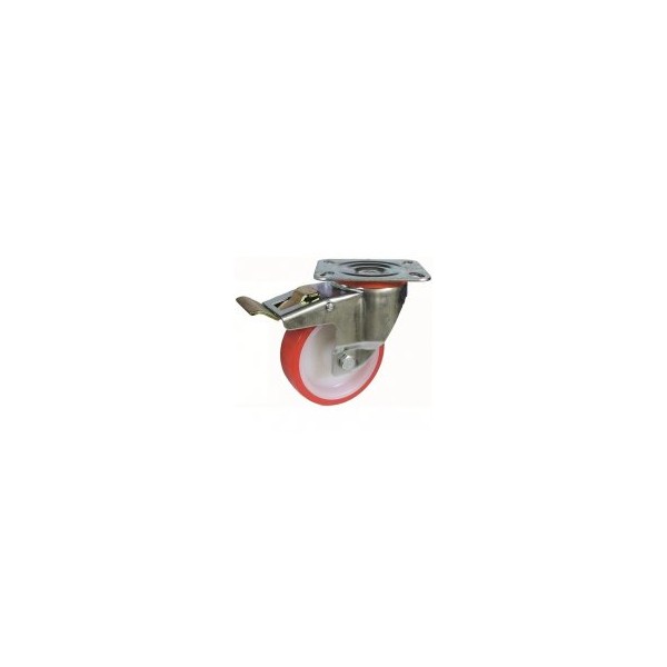 Roda C/Sup. Gir. C/Tavão Poliuretano 100 125kg 201/100 FDA POL ROJO