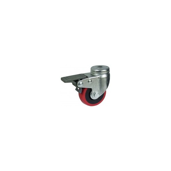 Roda C/Sup. Gir. C/Travão Poliuretano 50 60kg 478/50 FDA POL ROJO