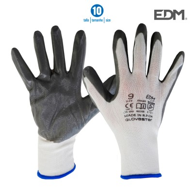 Luvas TB Poliester Branca Nitrilo T10