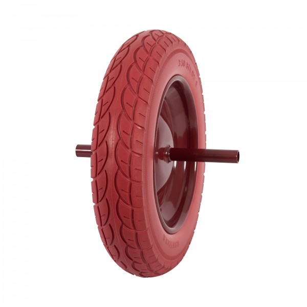 Roda PU Maciça P/Carro de Mão 108/360 C/Eixo 20x235